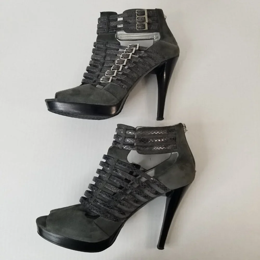Calvin Klein Danica Platform Stiletto Heels Pumps Grey Suede Date Night Sz 9.5 - Picture 10 of 16